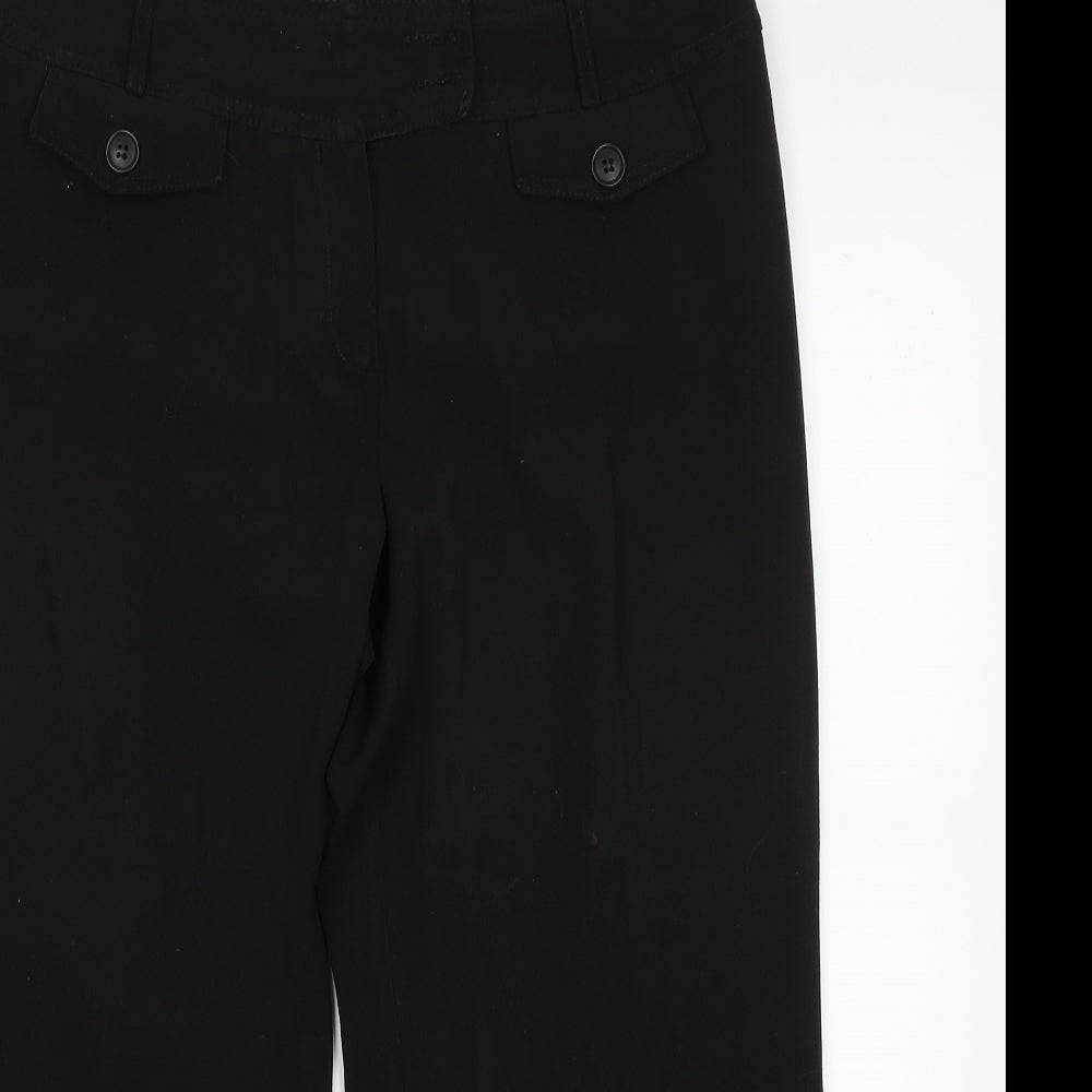 New Look Womens Black  Polyester Cropped Trousers Size 12 L22 in Regular Zip