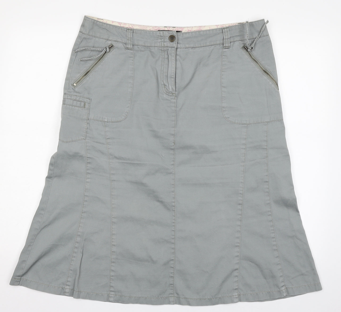 Principles Womens Grey  Cotton A-Line Skirt Size 16   Zip