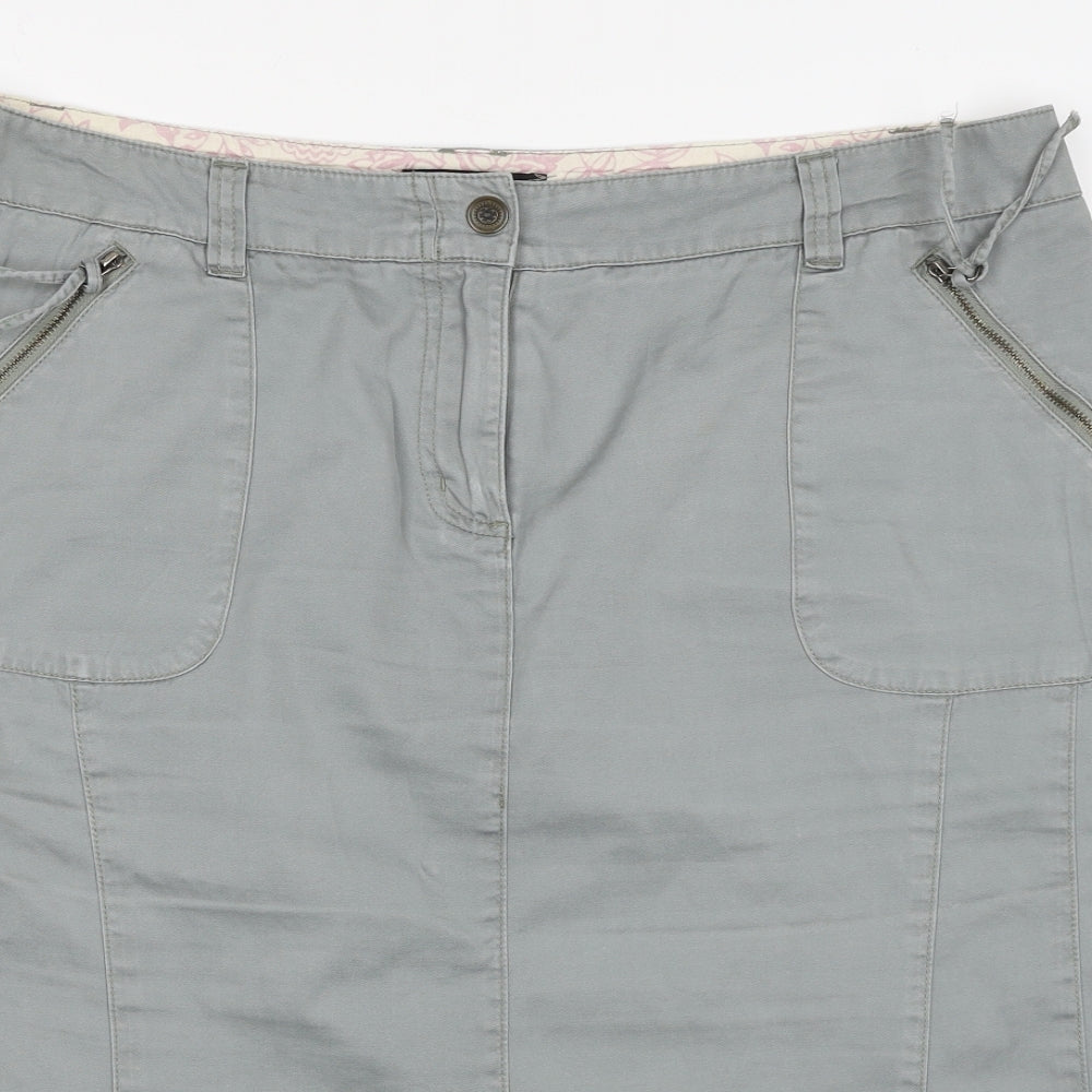 Principles Womens Grey  Cotton A-Line Skirt Size 16   Zip