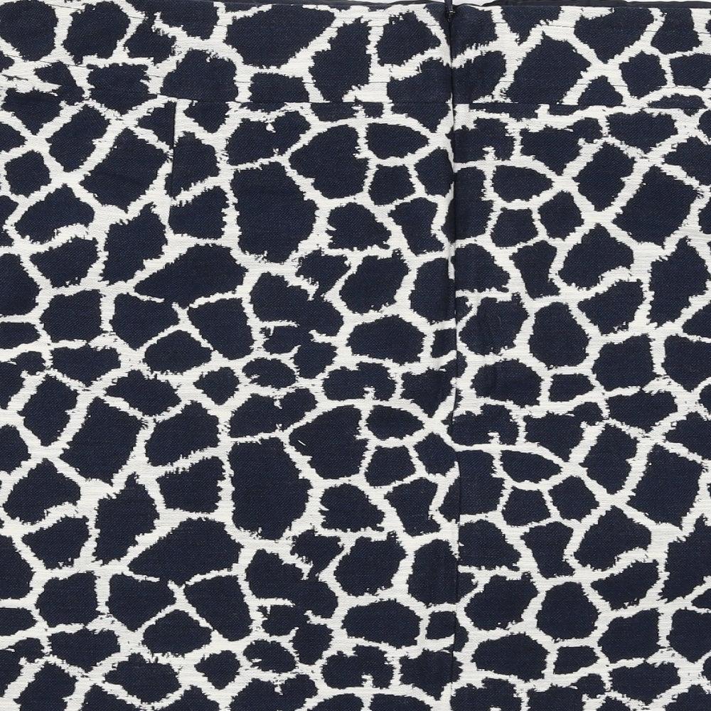 Marks and Spencer Womens Blue Animal Print Cotton A-Line Skirt Size 18   Zip