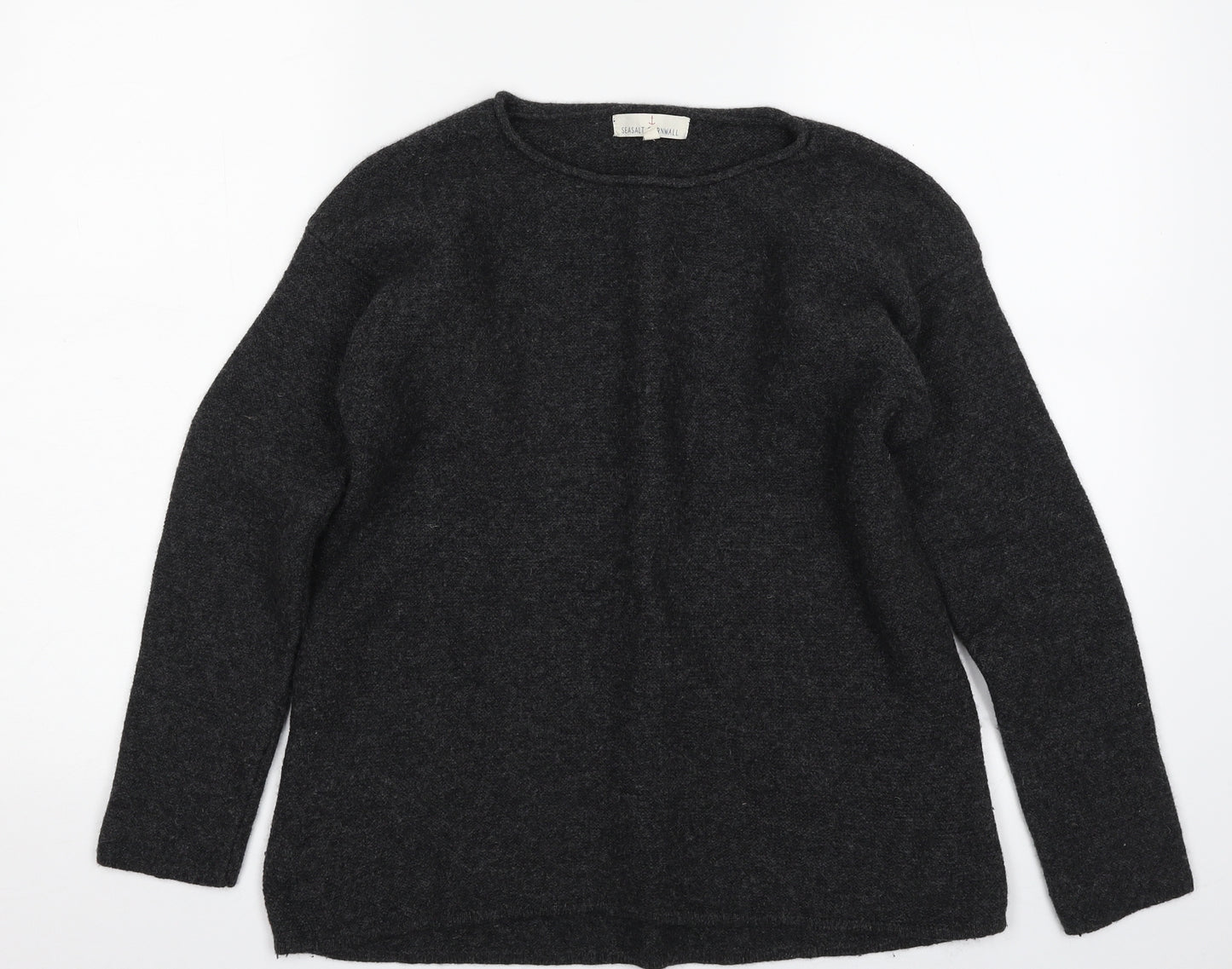 Seasalt Cornwall  Womens Grey Crew Neck  Wool Pullover Jumper Size 10