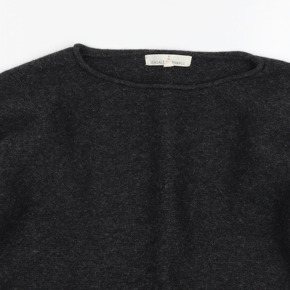 Seasalt Cornwall  Womens Grey Crew Neck  Wool Pullover Jumper Size 10
