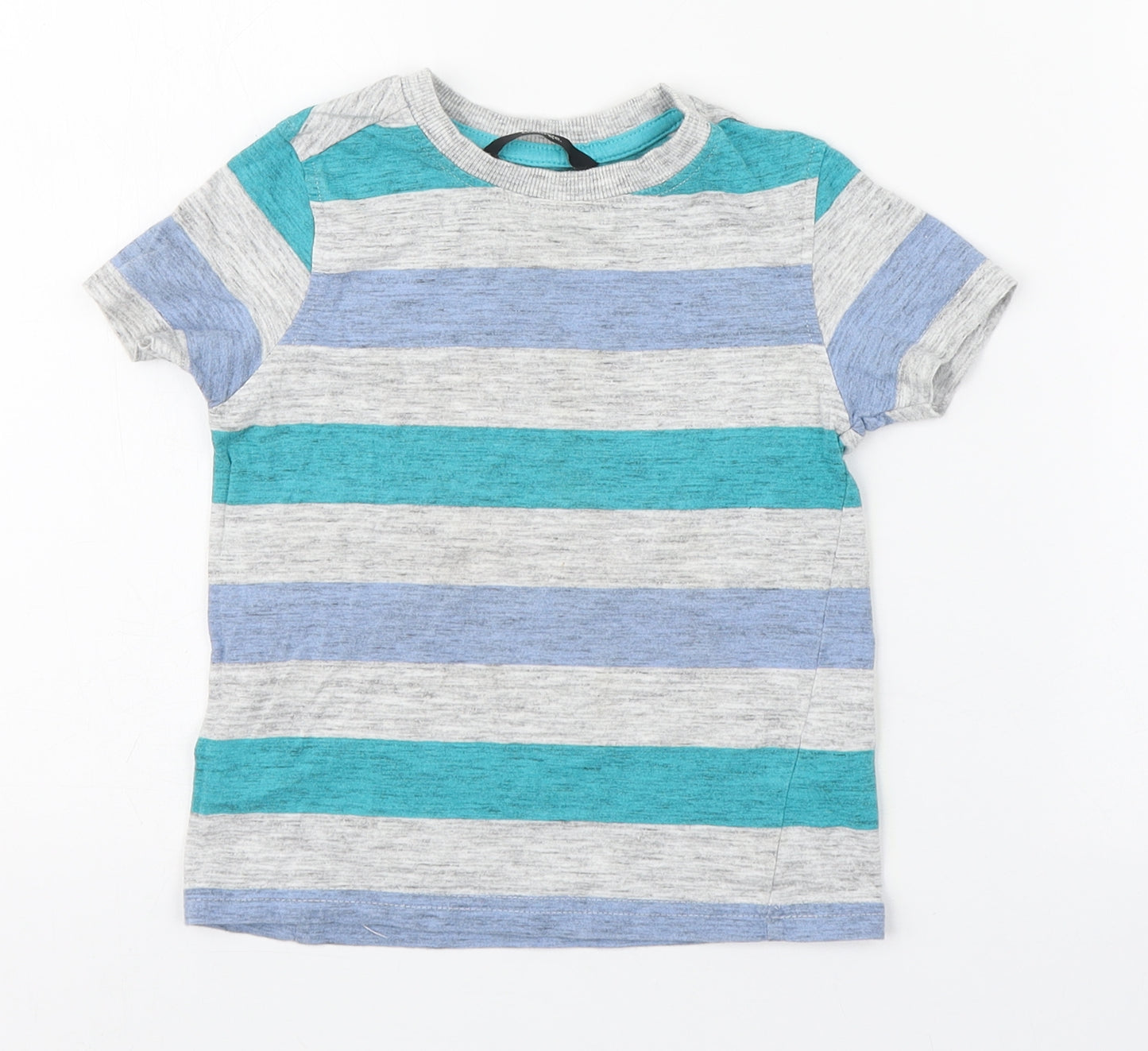 George Boys Multicoloured Striped Cotton Basic T-Shirt Size 3-4 Years Round Neck Pullover
