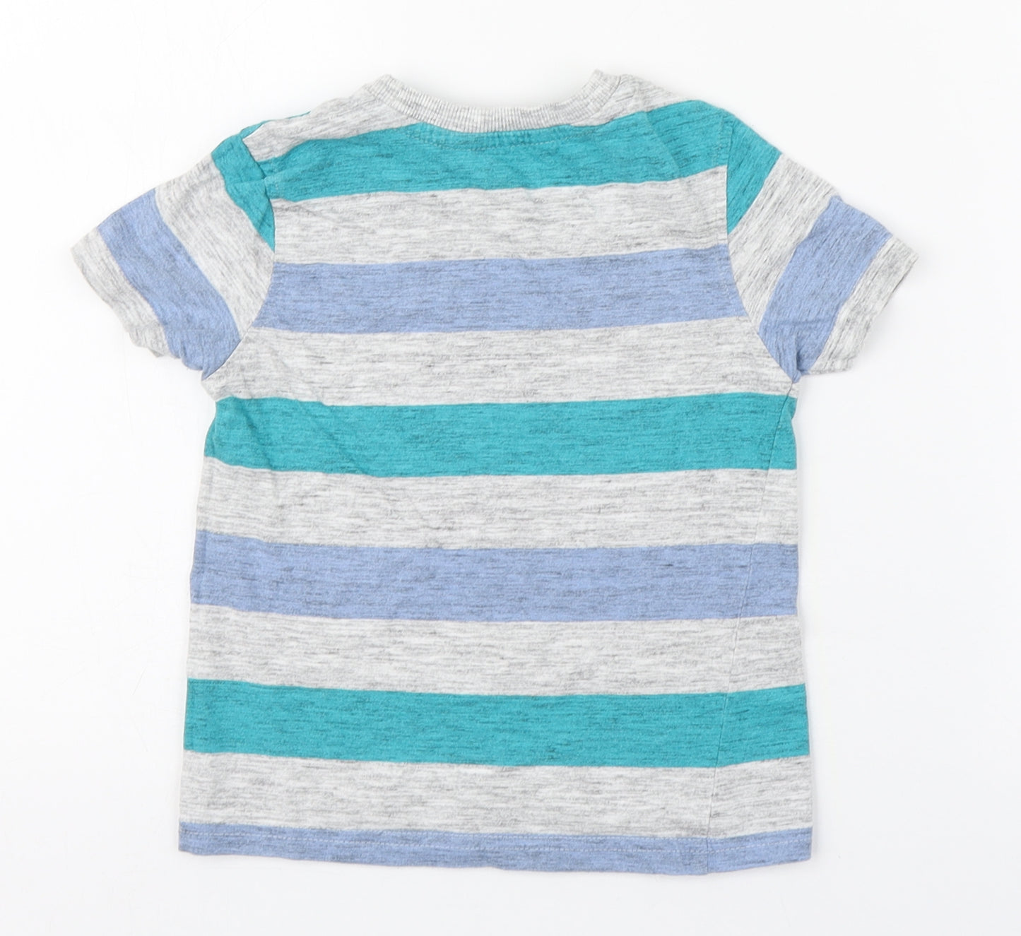 George Boys Multicoloured Striped Cotton Basic T-Shirt Size 3-4 Years Round Neck Pullover