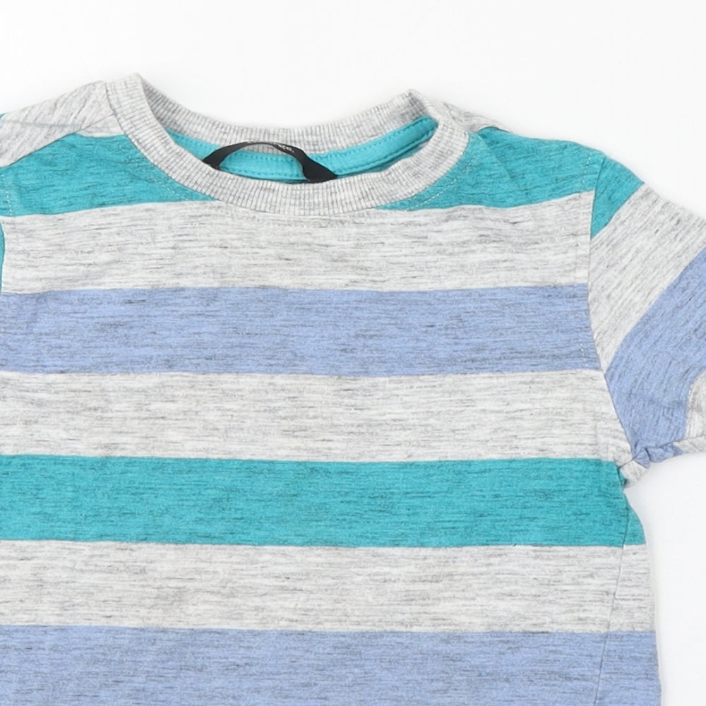 George Boys Multicoloured Striped Cotton Basic T-Shirt Size 3-4 Years Round Neck Pullover