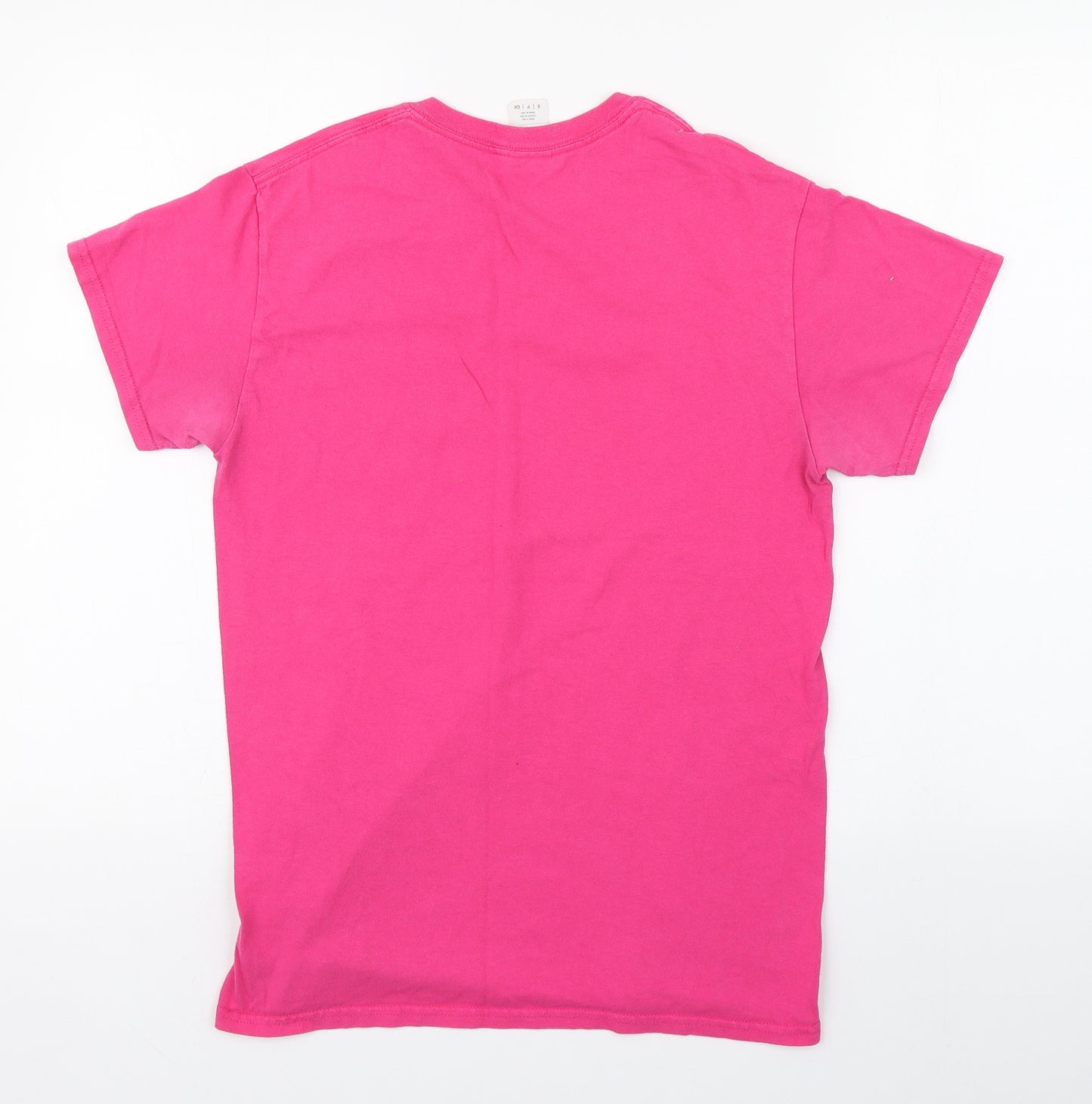 Gilden Womens Pink  Cotton Basic T-Shirt Size S Round Neck - Q Radio