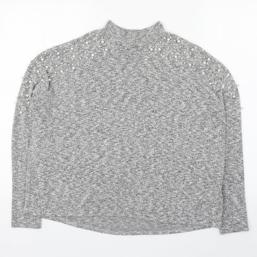 Divided Womens Grey High Neck  Polyester Pullover Jumper Size S