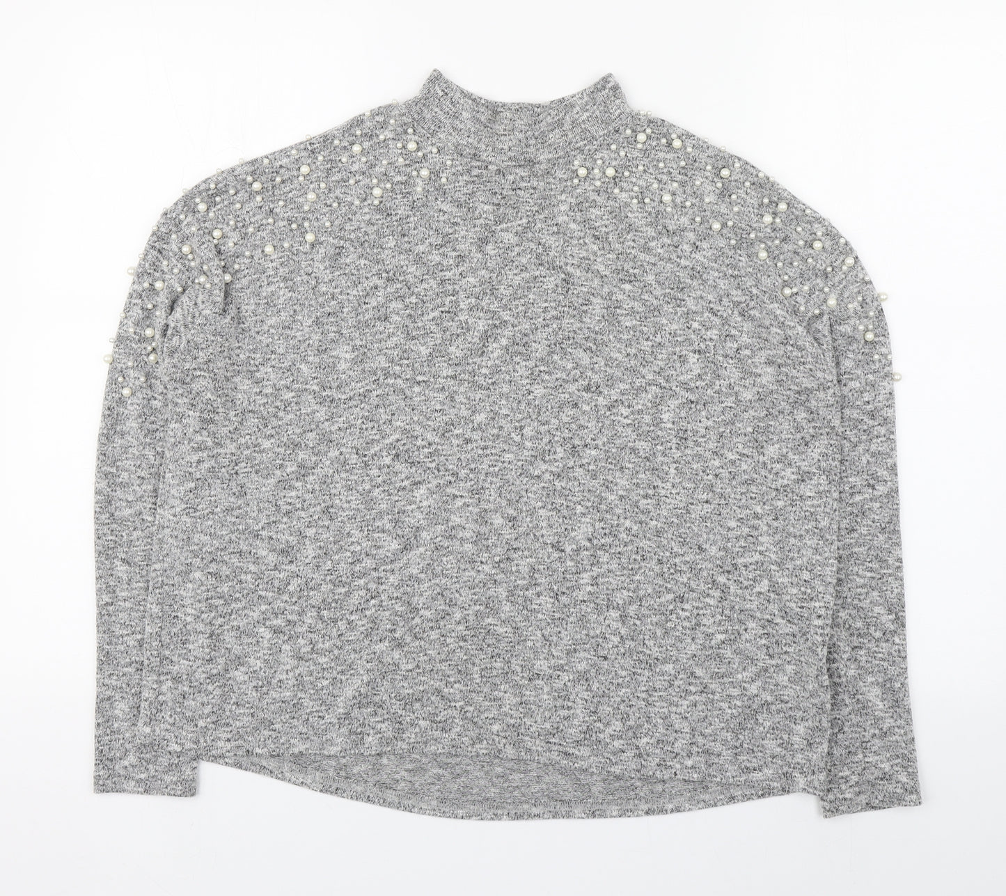 Divided Womens Grey High Neck  Polyester Pullover Jumper Size S