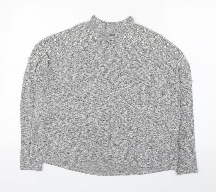Divided Womens Grey High Neck  Polyester Pullover Jumper Size S