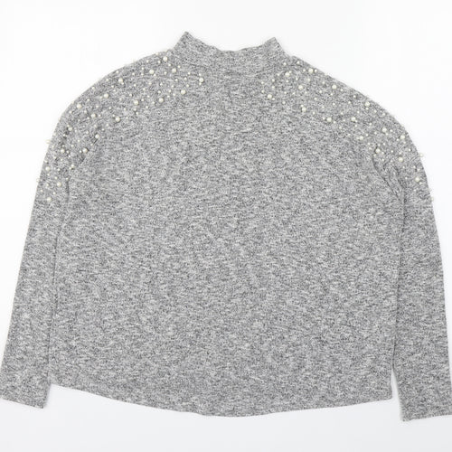Divided Womens Grey High Neck  Polyester Pullover Jumper Size S