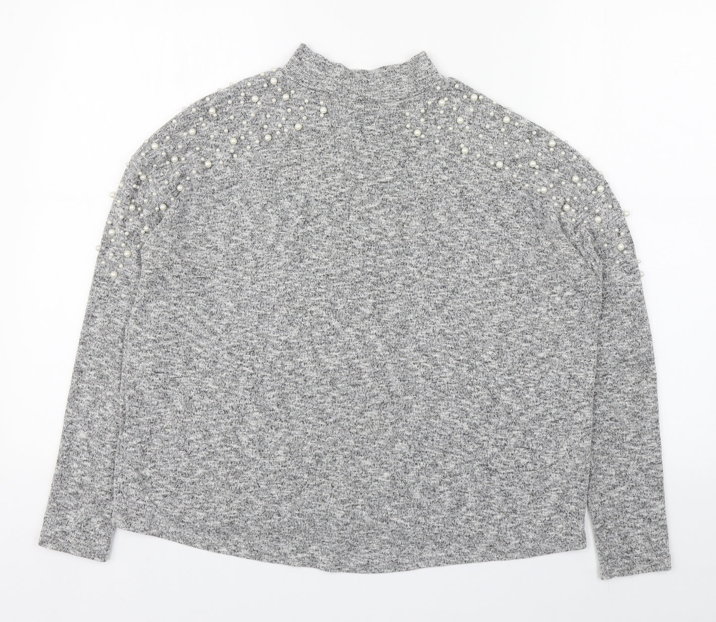 Divided Womens Grey High Neck  Polyester Pullover Jumper Size S