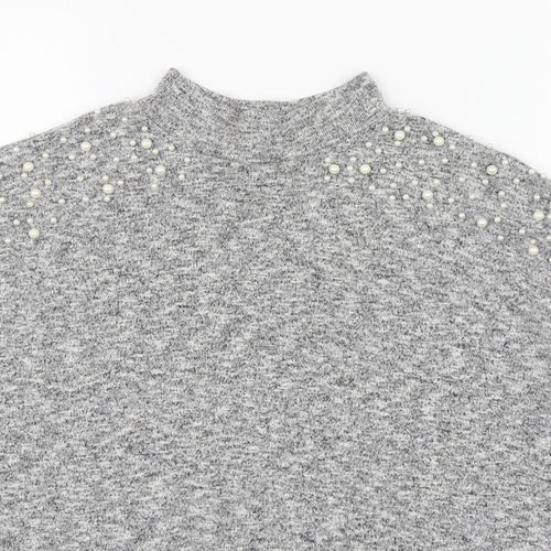 Divided Womens Grey High Neck  Polyester Pullover Jumper Size S