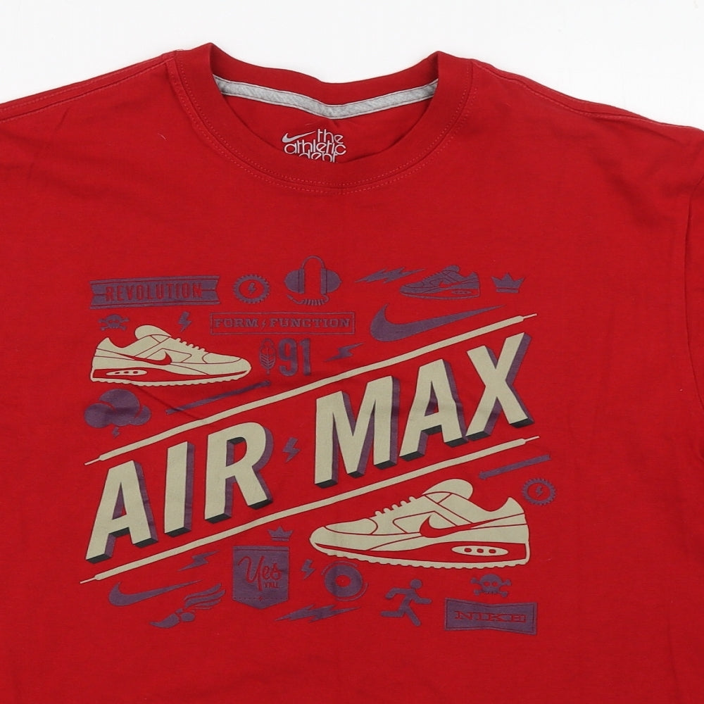 Nike Mens Red  Cotton  T-Shirt Size L Round Neck  - Air Max