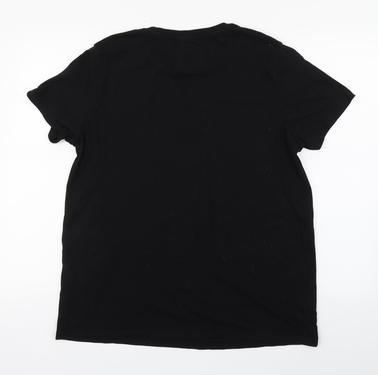 Superdry Mens Black  Cotton  T-Shirt Size L Round Neck