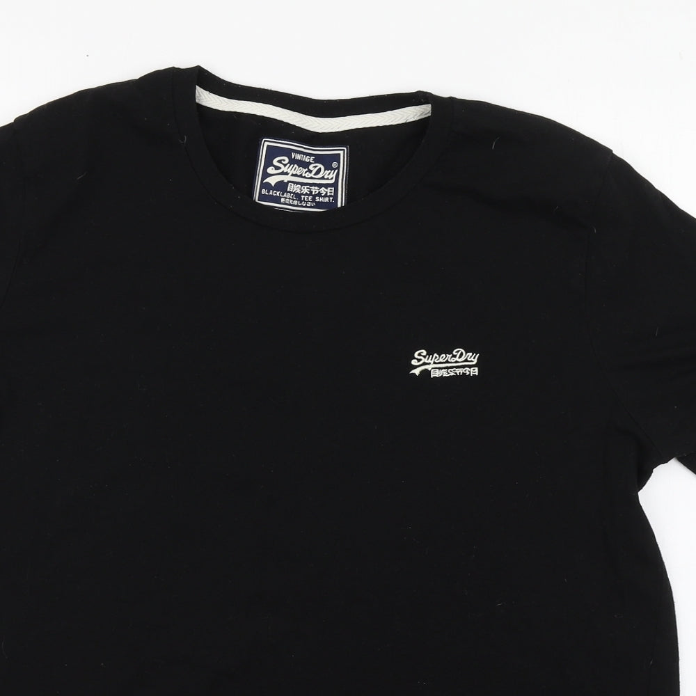 Superdry Mens Black  Cotton  T-Shirt Size L Round Neck