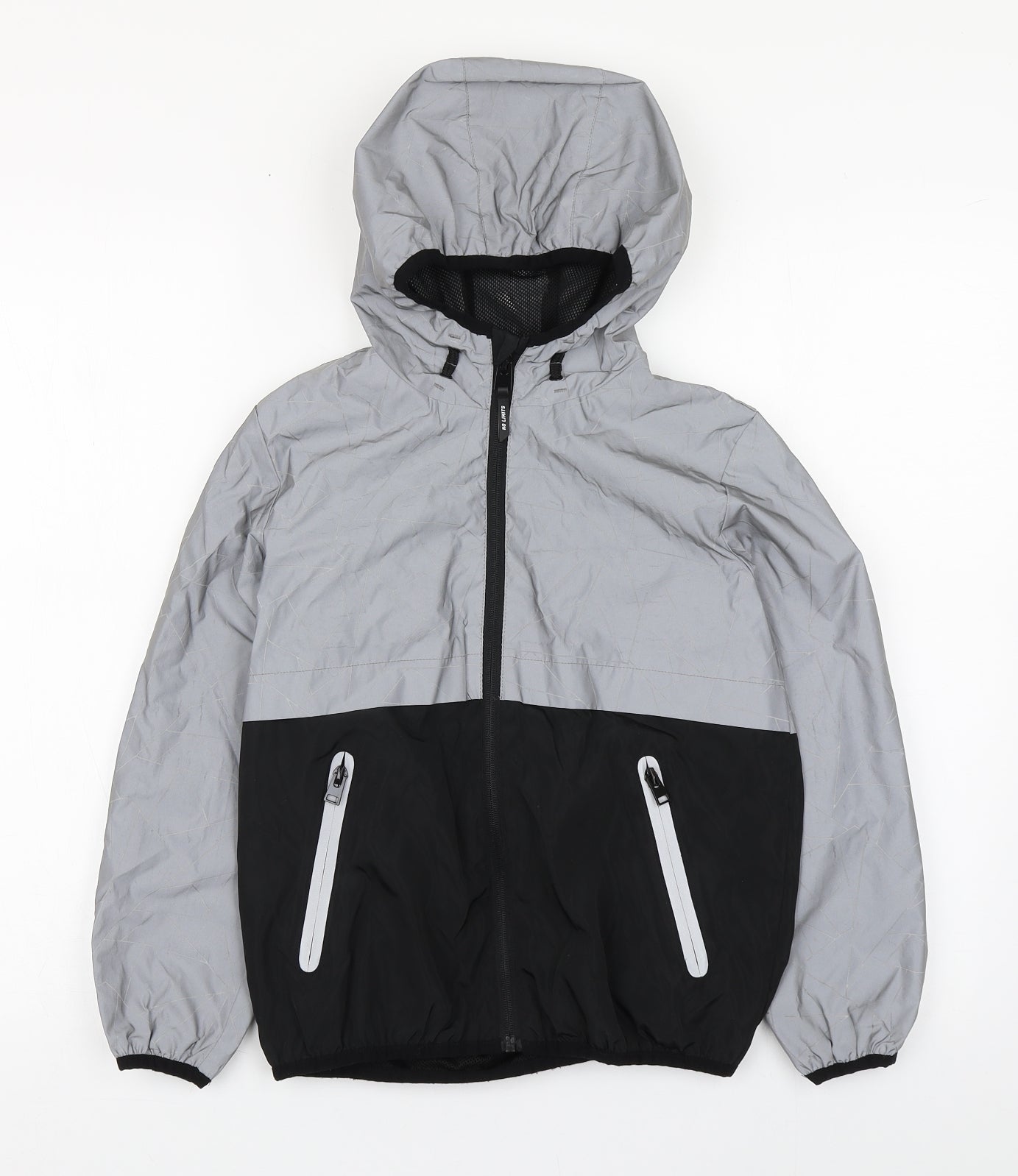 George Boys Grey   Windbreaker Coat Size 8-9 Years  Zip - Highly reflective
