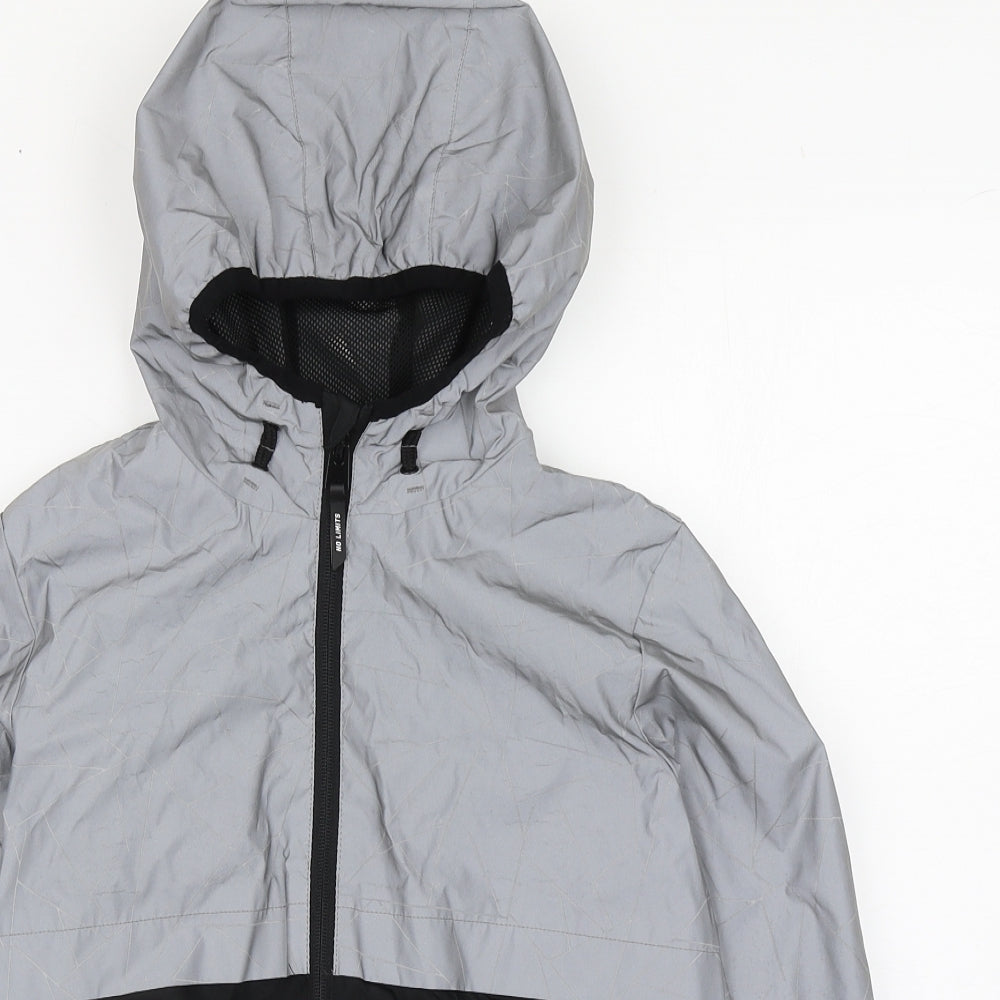 George Boys Grey   Windbreaker Coat Size 8-9 Years  Zip - Highly reflective