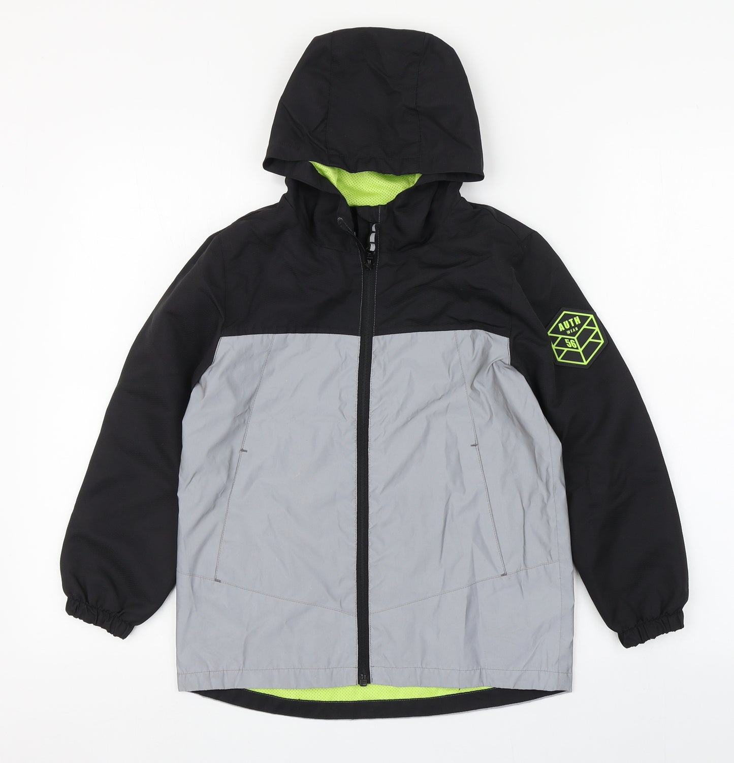 F&F Boys Grey   Windbreaker Coat Size 8-9 Years  Zip - Highly reflective