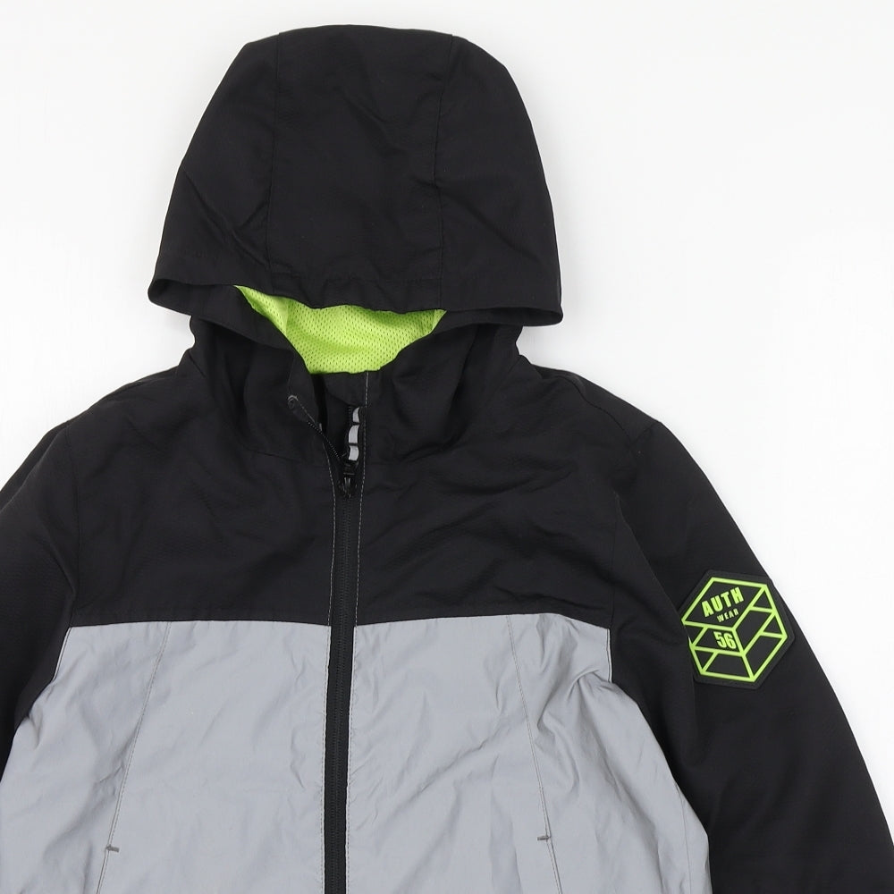 F&F Boys Grey   Windbreaker Coat Size 8-9 Years  Zip - Highly reflective