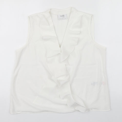 Wallis Womens White  Polyester Basic Tank Size 12 V-Neck