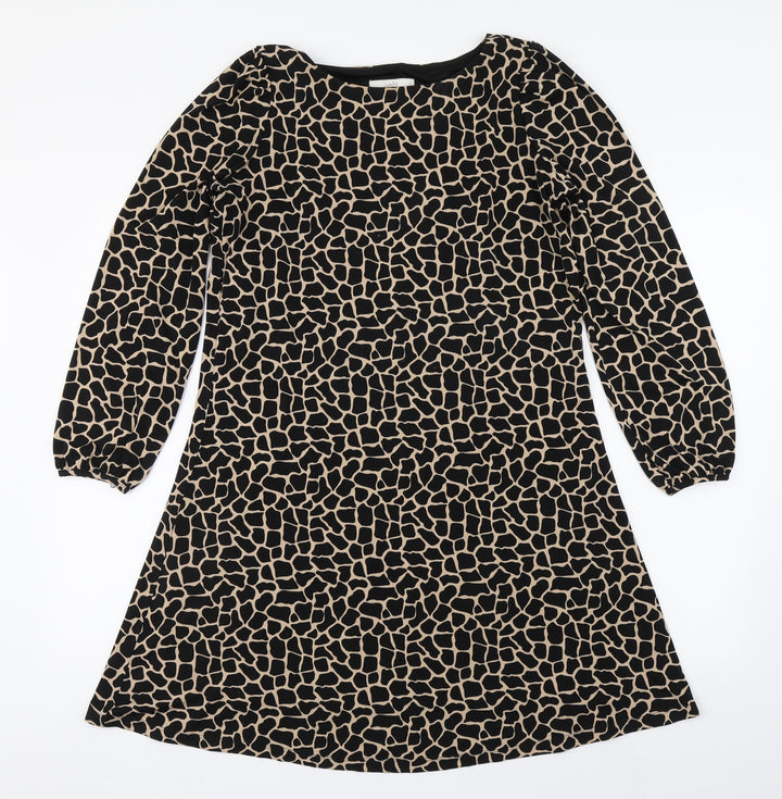 Wallis Womens Brown Animal Print Polyester A-Line  Size 10  Round Neck Pullover