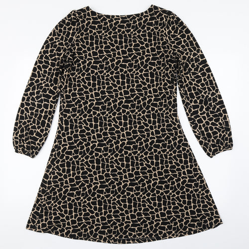 Wallis Womens Brown Animal Print Polyester A-Line  Size 10  Round Neck Pullover
