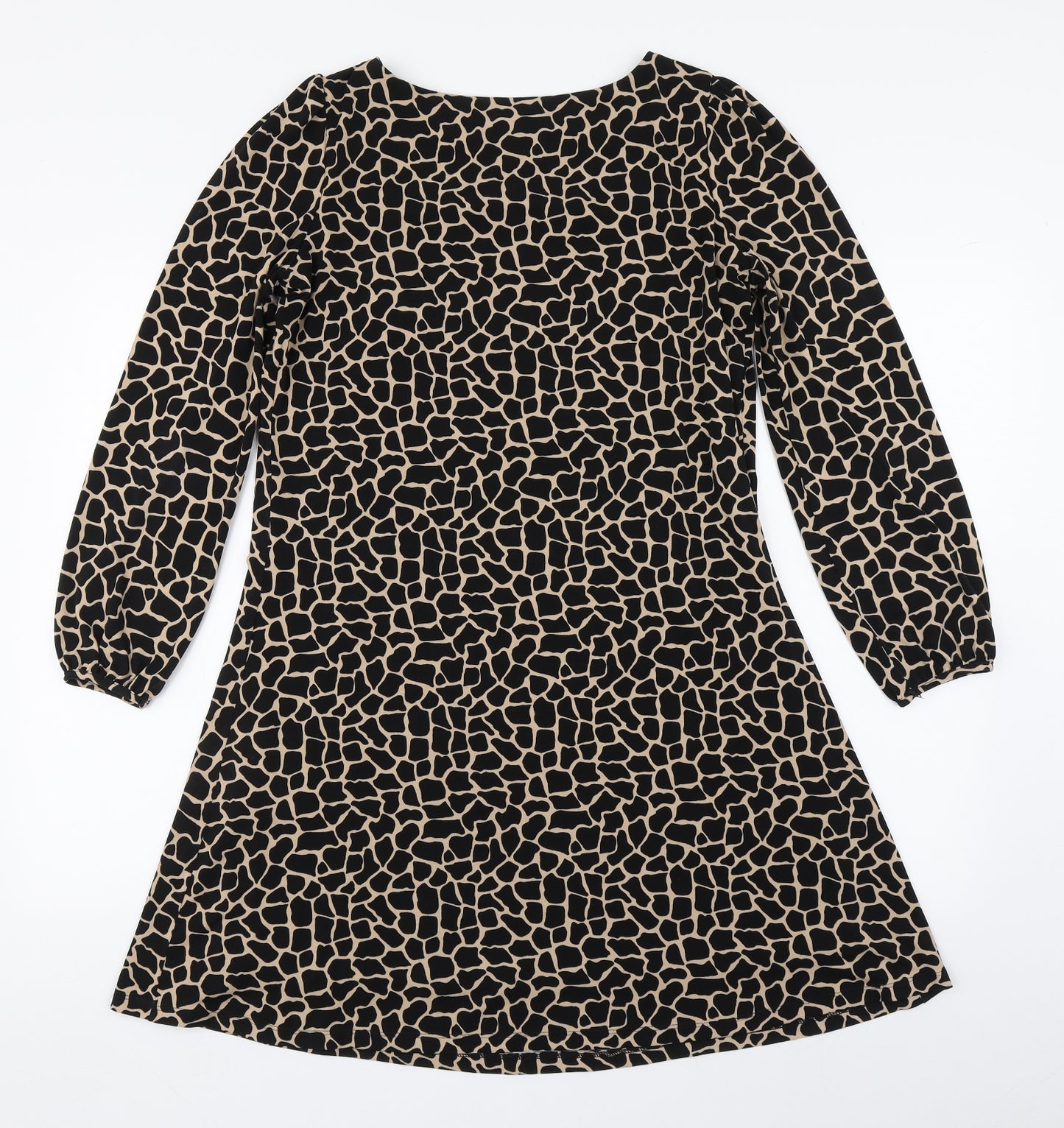 Wallis Womens Brown Animal Print Polyester A-Line  Size 10  Round Neck Pullover