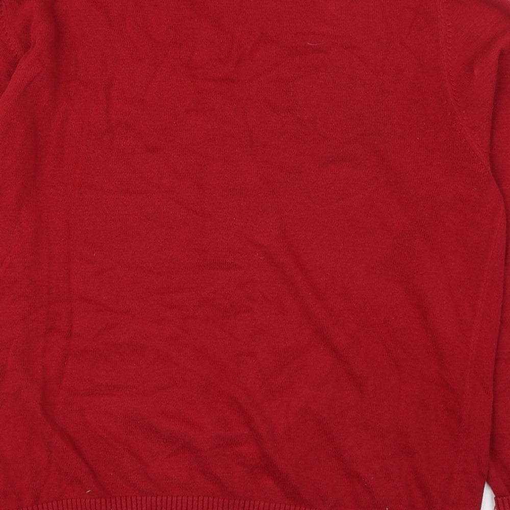 Crew Clothing Mens Red V-Neck  Cotton Pullover Jumper Size L