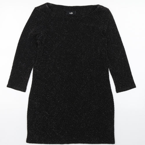 Wallis Womens Black  Nylon Sheath  Size S  Boat Neck Pullover