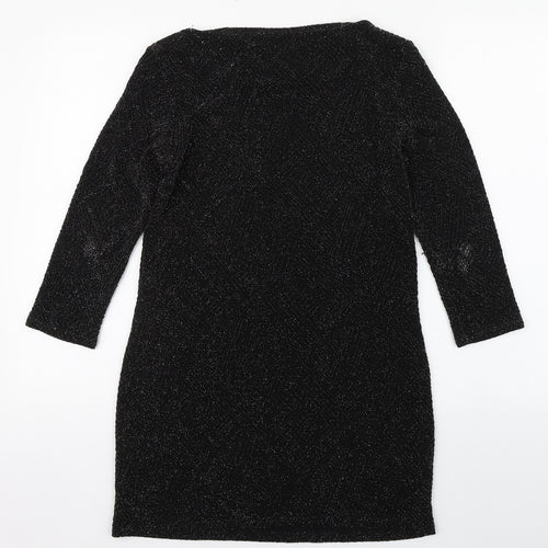 Wallis Womens Black  Nylon Sheath  Size S  Boat Neck Pullover