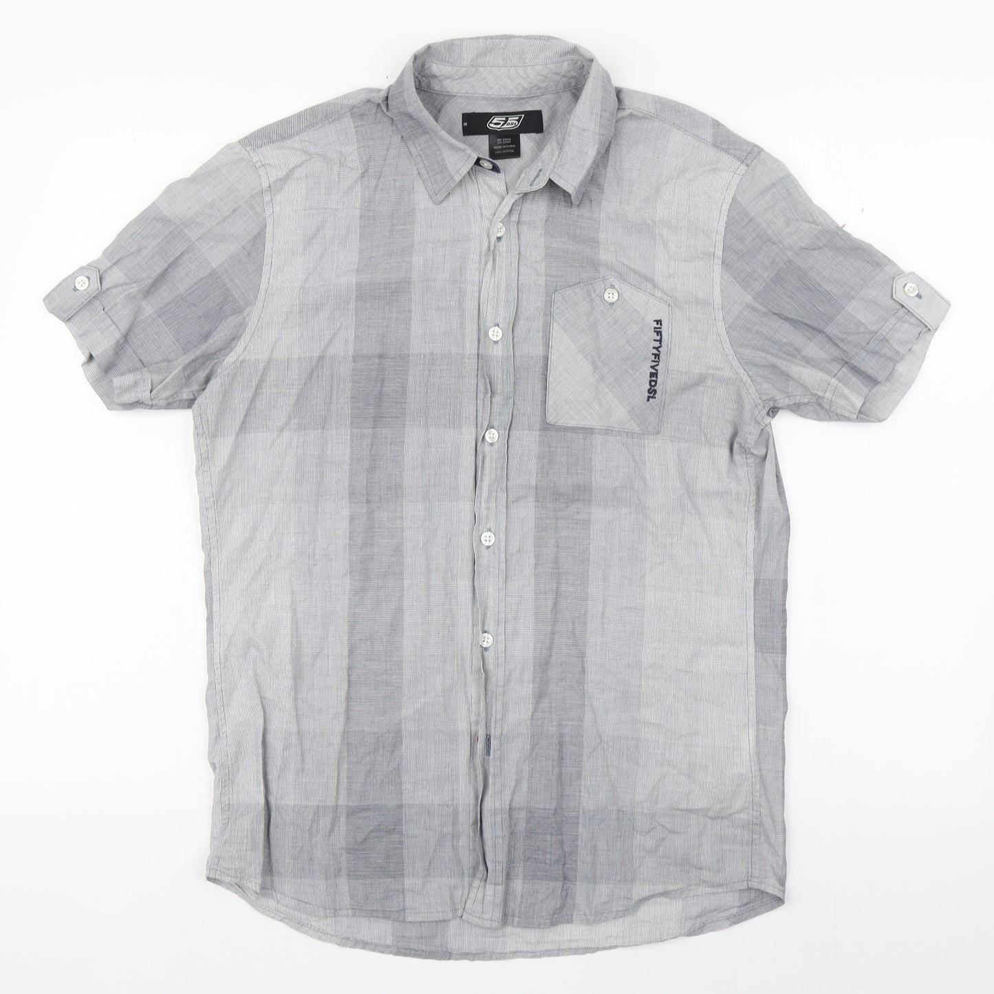 Fifty Five DSL Mens Grey Plaid Cotton  Button-Up Size M Collared