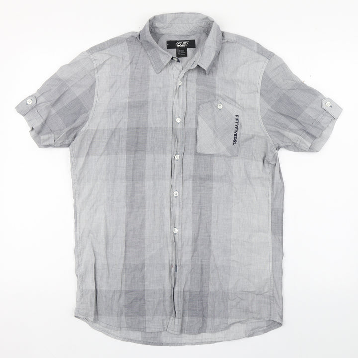 Fifty Five DSL Mens Grey Plaid Cotton  Button-Up Size M Collared