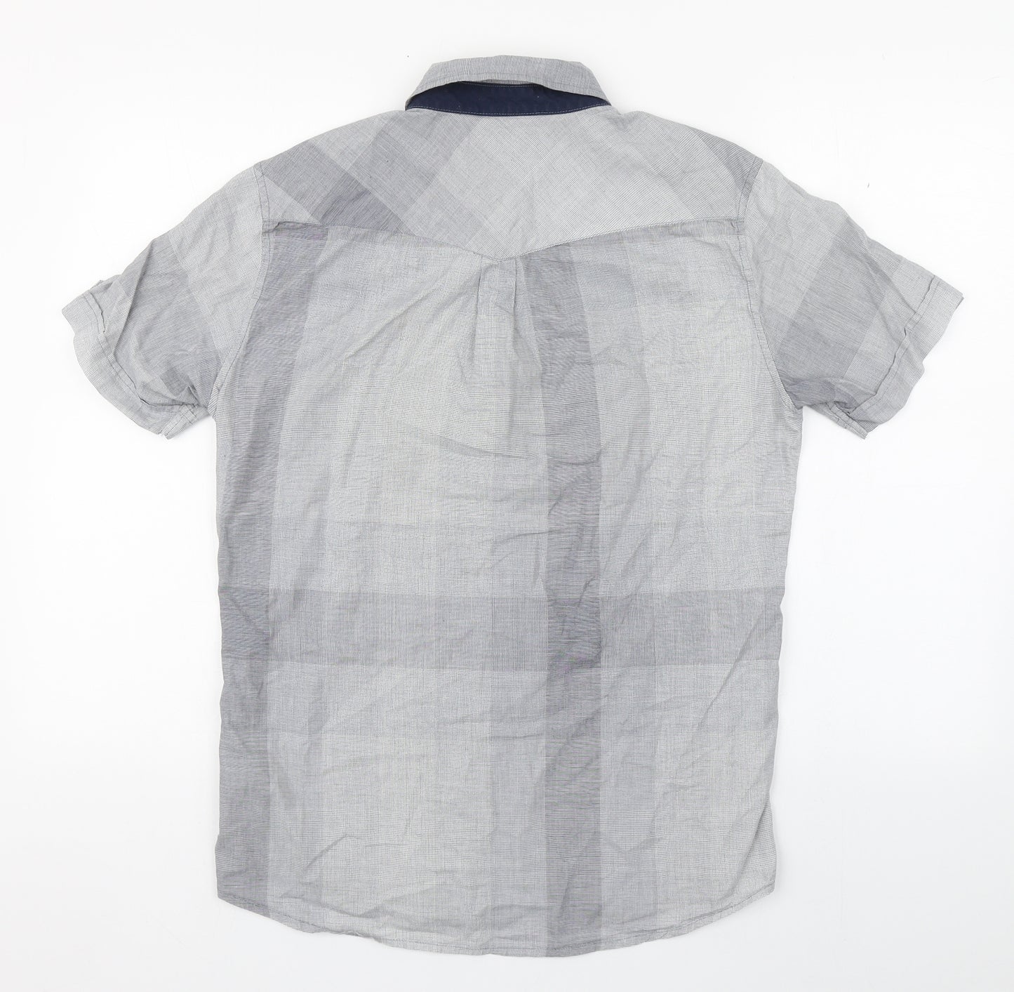 Fifty Five DSL Mens Grey Plaid Cotton  Button-Up Size M Collared