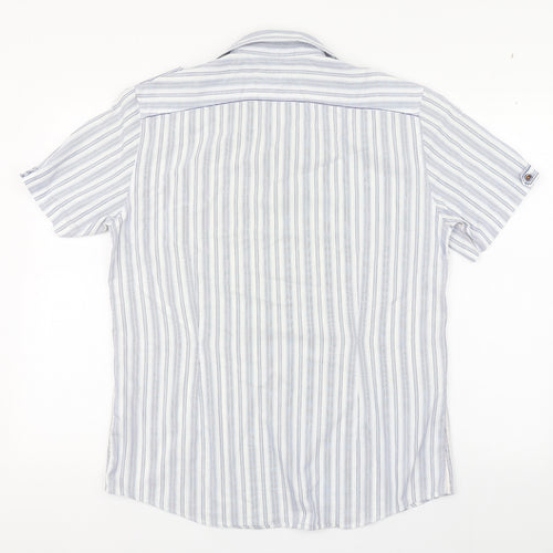 River Island Mens Blue Striped Cotton  Button-Up Size M Collared