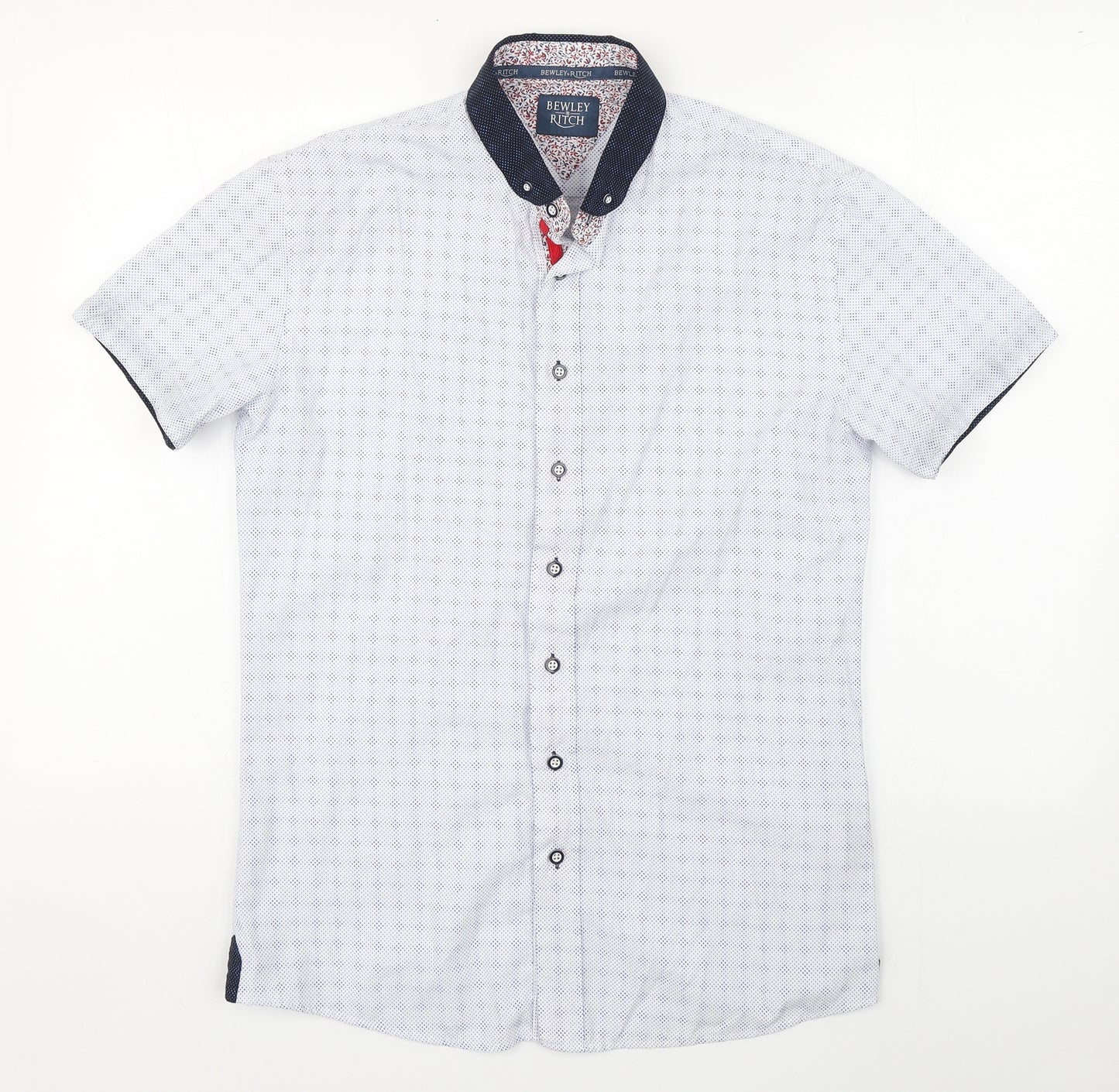 Bewley & Ritch Mens Blue Polka Dot Cotton  Button-Up Size M Collared