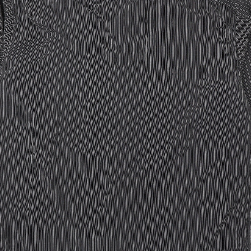 Dunnes Stores Mens Black Striped Polyester  Button-Up Size M Collared