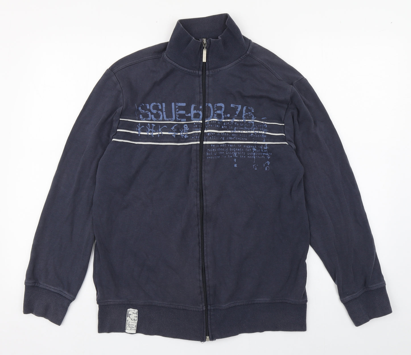Primark Mens Blue High Neck  Cotton Full Zip Jumper Size M