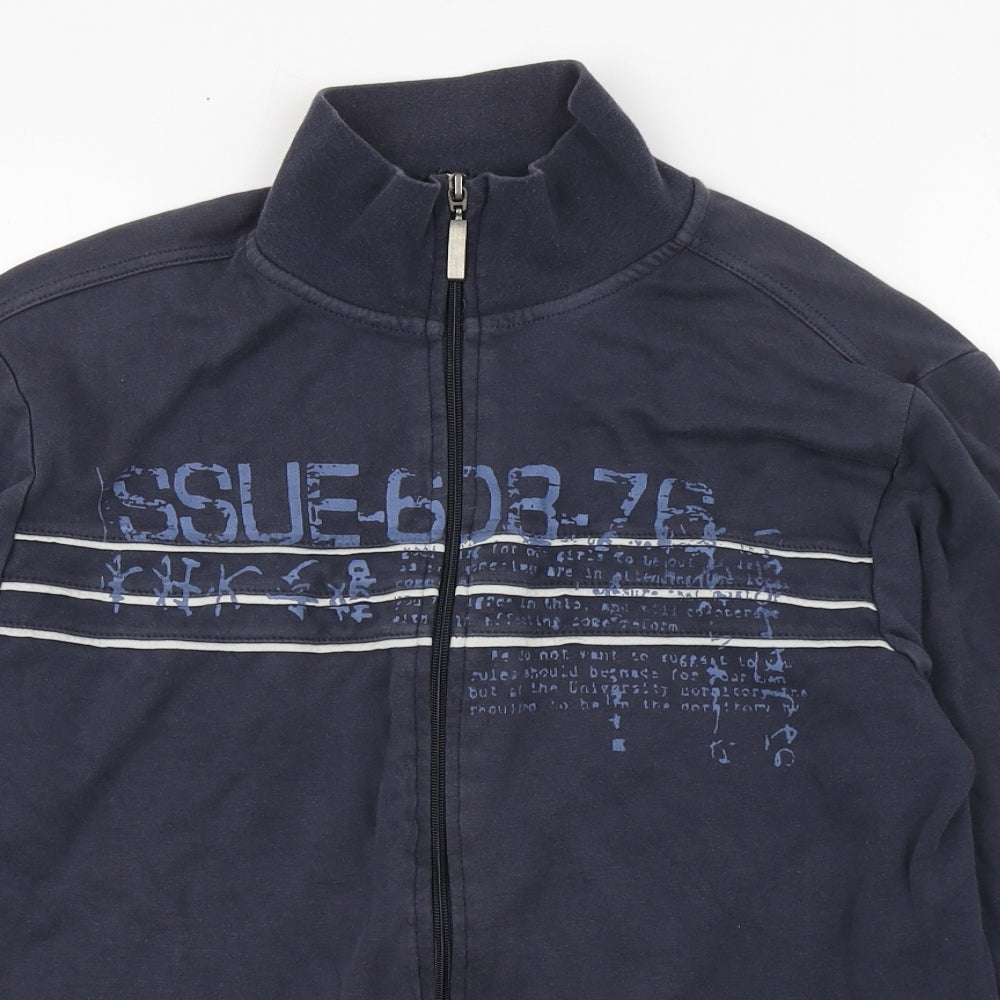 Primark Mens Blue High Neck  Cotton Full Zip Jumper Size M