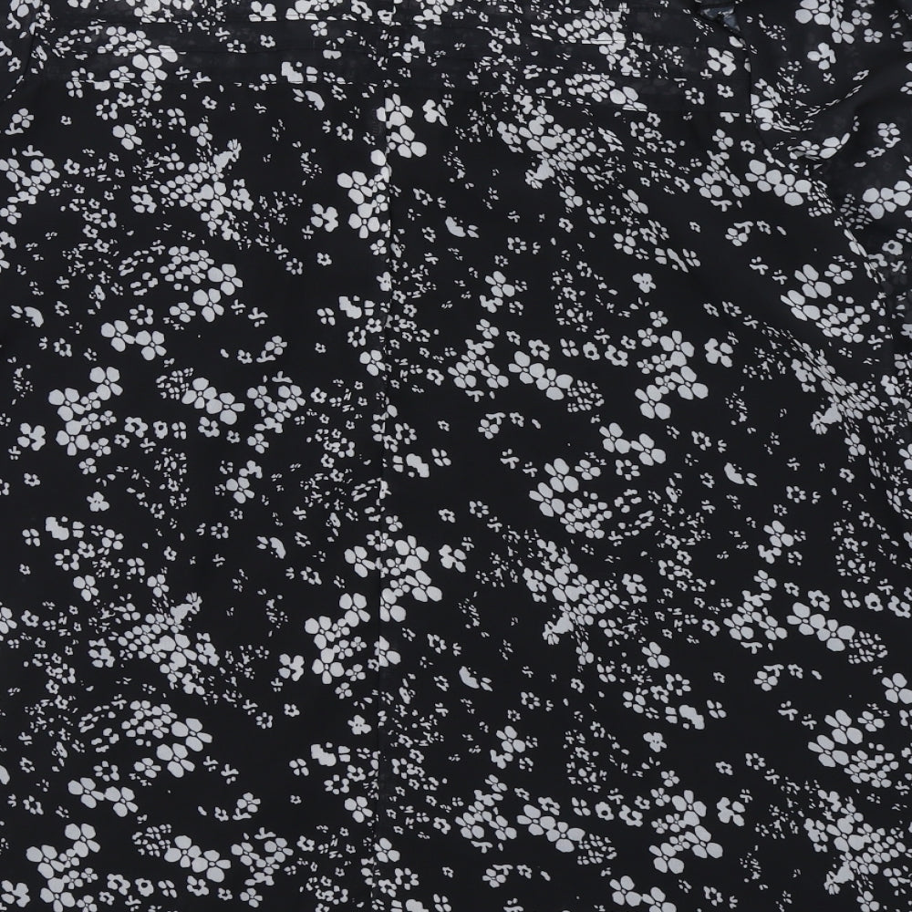 Yours Womens Black Floral Polyester A-Line  Size 18  Round Neck Button
