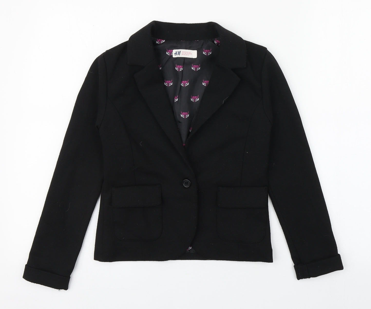 H&M Girls Black   Jacket Blazer Size 11-12 Years  Button