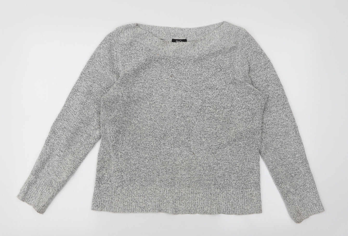 M & Co Womens Grey Boat Neck  Polyester Pullover Jumper Size M