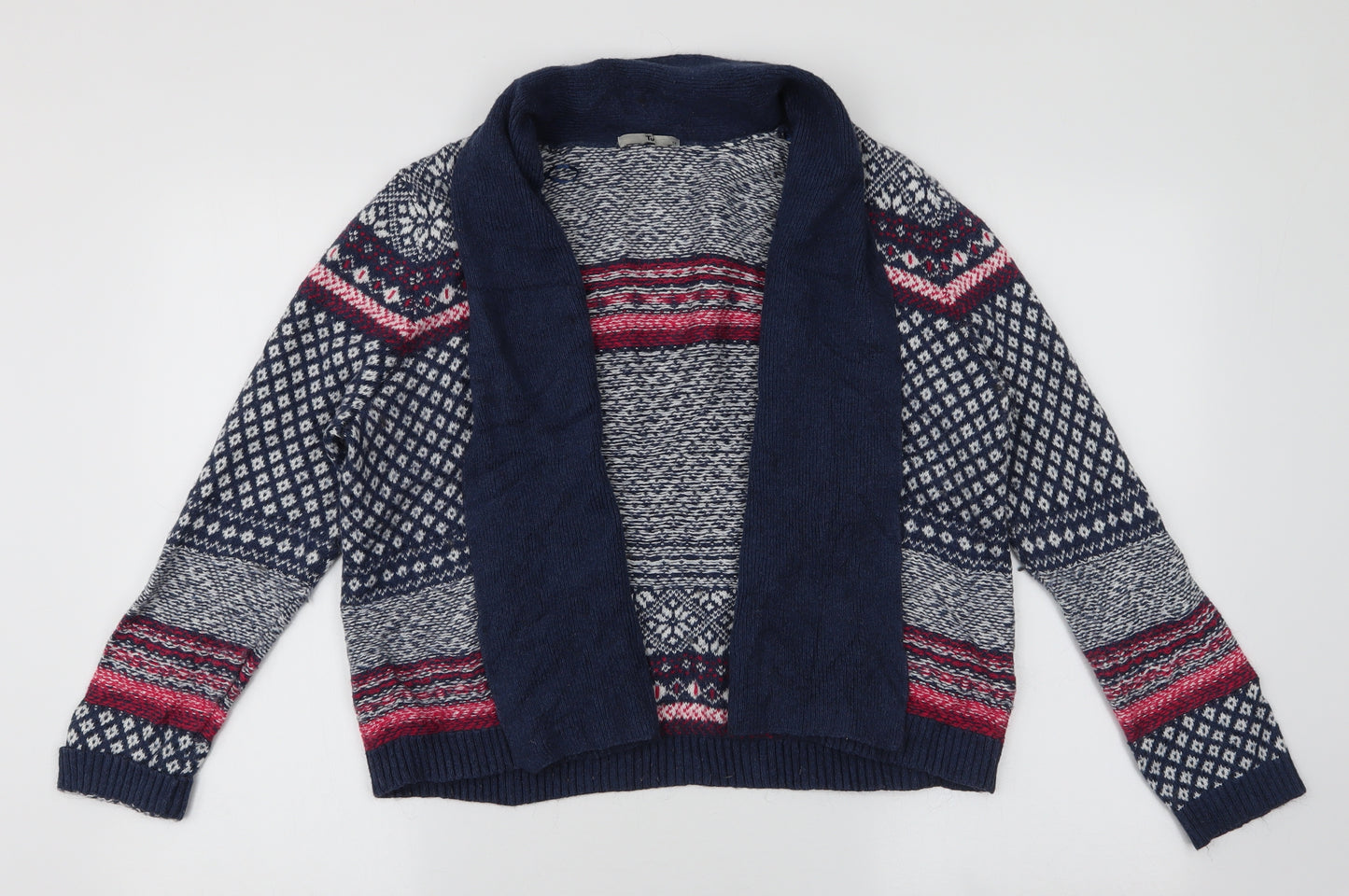 TU Womens Multicoloured Collared Fair Isle Cotton Cardigan Jumper Size 16