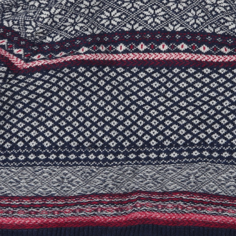TU Womens Multicoloured Collared Fair Isle Cotton Cardigan Jumper Size 16