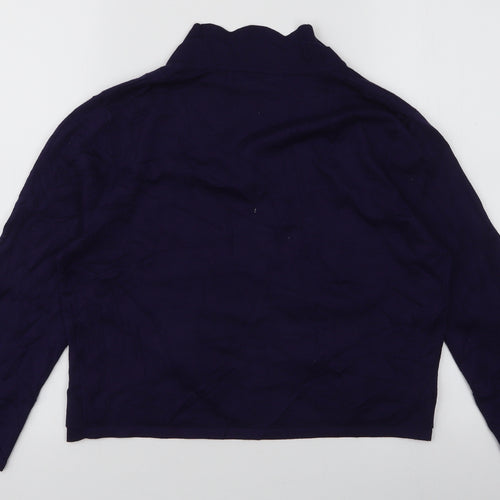 Pointelle Womens Blue V-Neck  Viscose Cardigan Jumper Size M