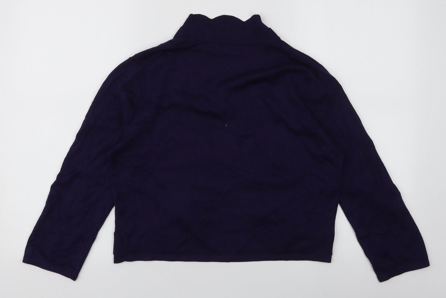 Pointelle Womens Blue V-Neck  Viscose Cardigan Jumper Size M