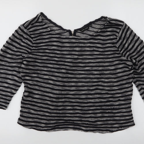 New Look Womens Multicoloured V-Neck Striped Polyester Pullover Jumper Size 16