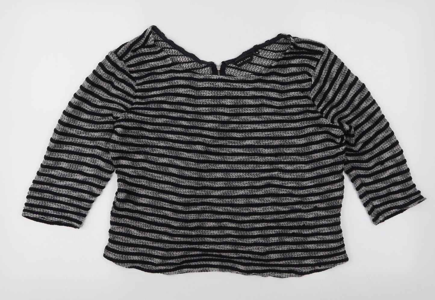 New Look Womens Multicoloured V-Neck Striped Polyester Pullover Jumper Size 16