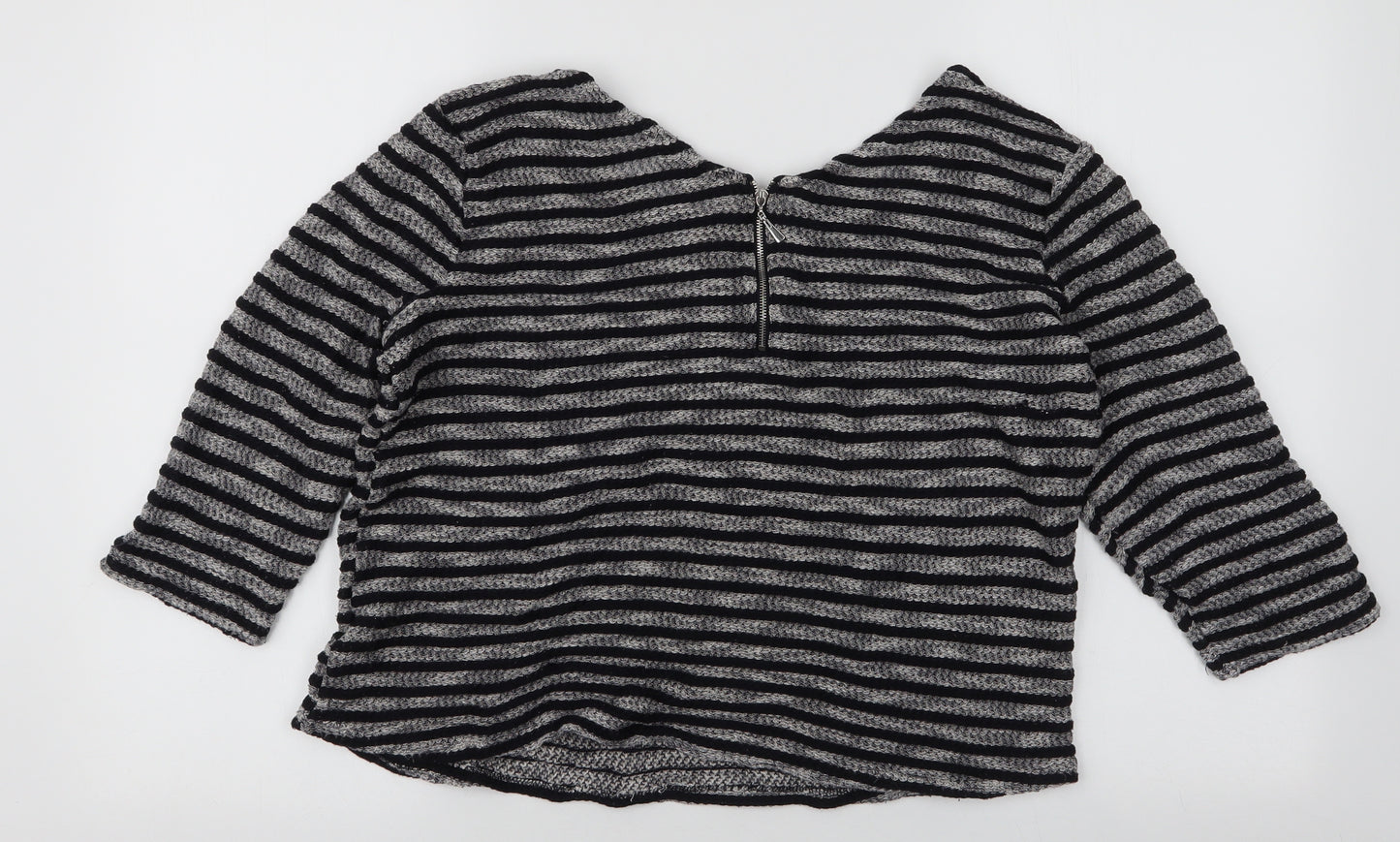 New Look Womens Multicoloured V-Neck Striped Polyester Pullover Jumper Size 16