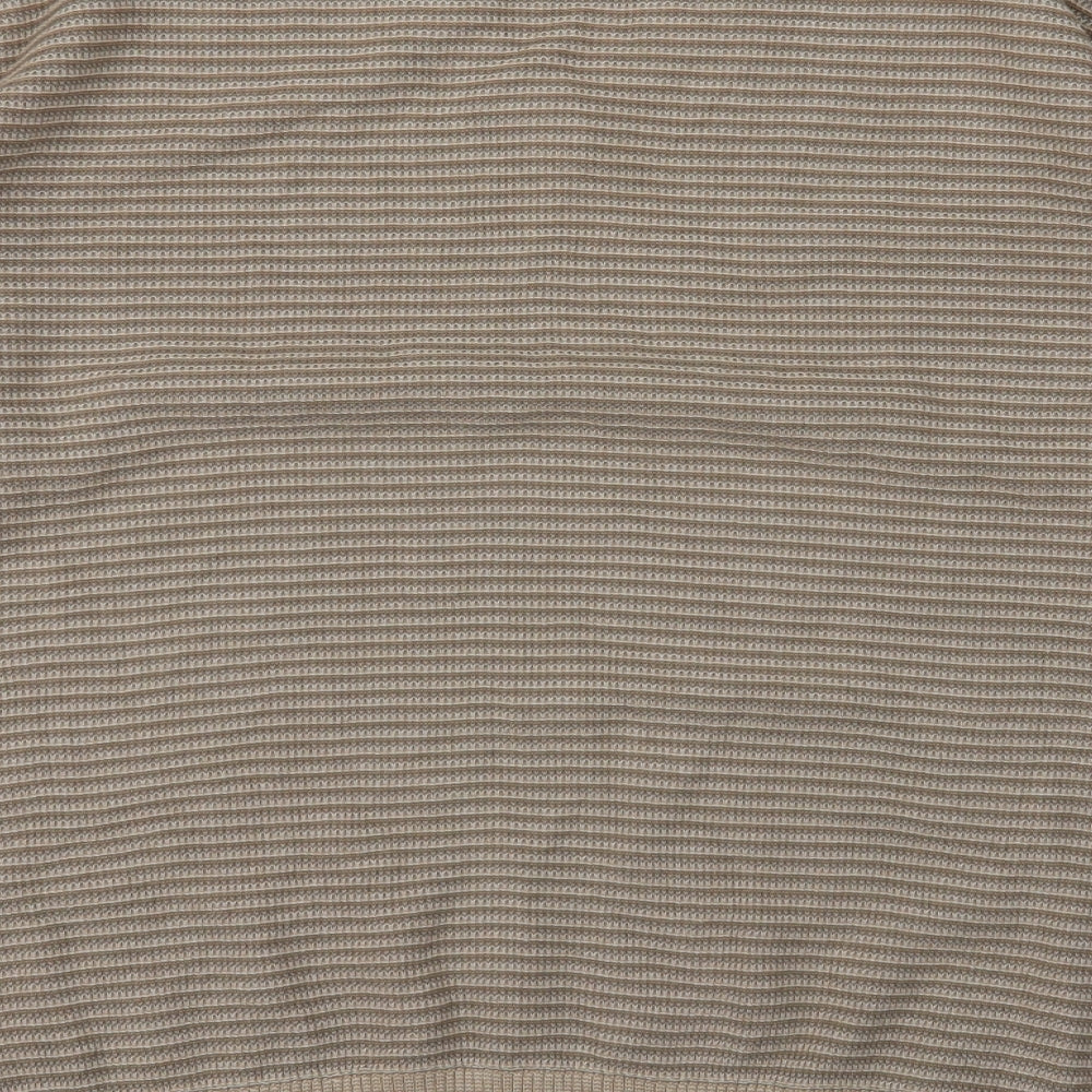 Marks and Spencer Mens Brown V-Neck Striped Cotton Pullover Jumper Size M