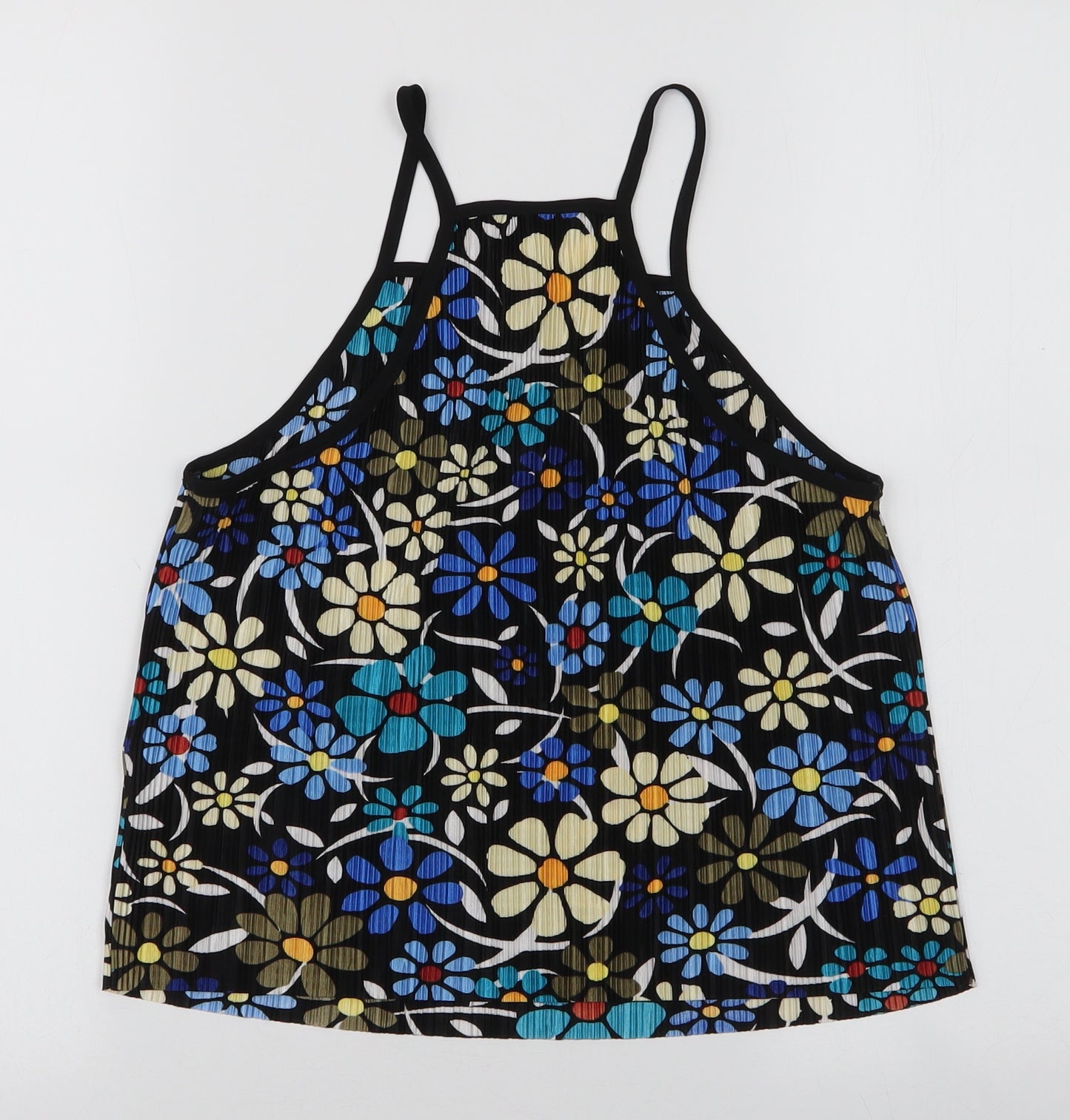 Topshop Womens Multicoloured Floral Polyester Camisole Blouse Size 6 High Neck